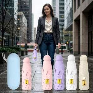 Mini Ladies Umbrella UV Protection Compact Folding Gift Parasol with Carry Pouch