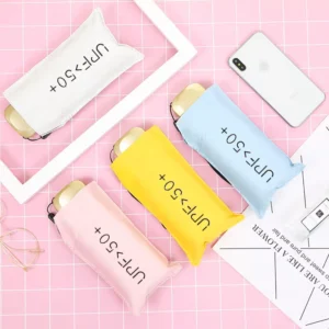 Mini Manual Compact Umbrella 210T Pongee Aluminum Fiberglass UPF50 UV Protection Windproof Travel Sun Custom Logo China Factory