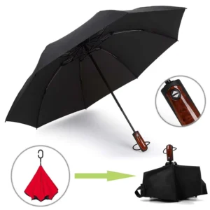 Mini One-Click Auto-Close 3-Folding Business Golf Reverse Umbrella