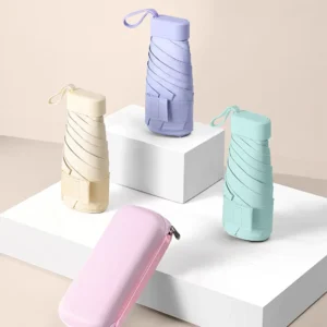 Mini Pocket Umbrella Custom Color Small Portable Ultralight Sunshade Capsule Sun Umbrella With EVA Box