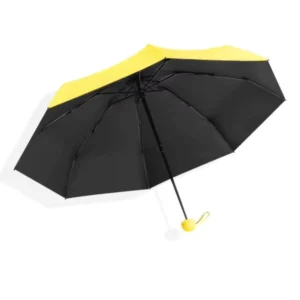 Mini Portable 5-Fold Pocket Capsule Umbrella Alloy Ribs 190T Cute Custom Logo Dual-use Sun Rain Black Coating UV Business Gifts
