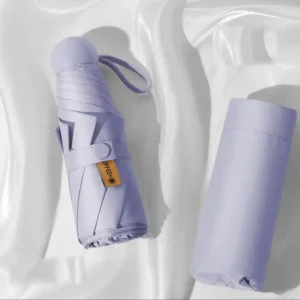 Mini Portable Pocket Capsule Manual Dual Purpose Black Polyester Sunny Rainy Five Fold Umbrella Alloy Ribs Print Logo Business