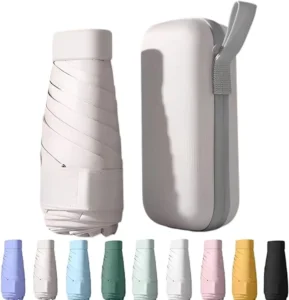 Mini Travel Sun Umbrella Purse Case Compact UV Protection Lightweight Portable Parasol Windproof Iron Tube Manual