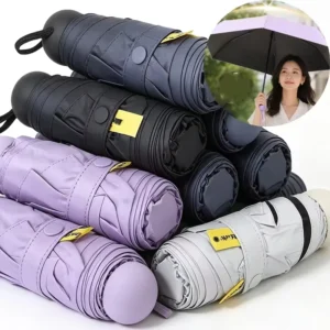 Mini Umbrella Capsule 5 Fold Pongee Canopy UV Blocking Rainproof Compact Portable Womens Outdoor Custom Logo OEM Manufacturer