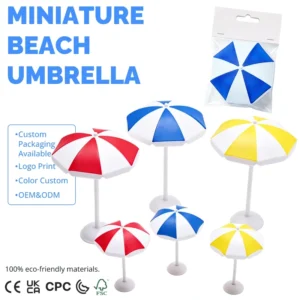 Miniature Beach Umbrella Mini Toy Dollhouse Accessories Fairy Garden Micro Landscape Diorama Sand Table Scene Props Decoration