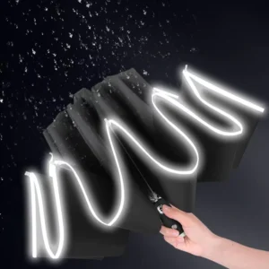 Minimalist Safety Reflective-Edge Reverse Automatic Folding Umbrella with LED Handle, 105 cm Open Diameter