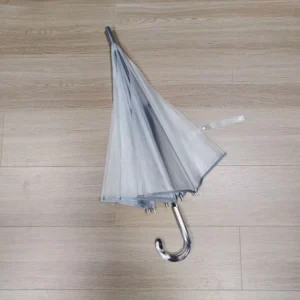 Minimalist Travel Style Semi Automatic Semi Transparent Gray Edge 8 Ribs Straight Long Handle 102cm
