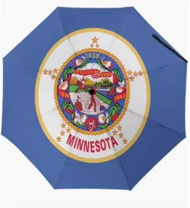 Minnesota US State Flag Waterproof Outdoor Umbrella with Auto Open Close and UV Coating