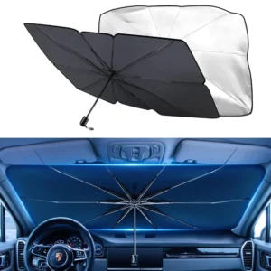 Model Y Car Front Windshield Retractable Sunshade Umbrella Thermal Insulation Silver Adhesive Tape Simple 140x70cm