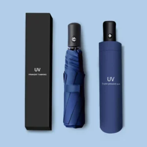 Modern 3-Fold Auto-Open Sun and Rain Umbrella with 8 Ribs for Business Gifts