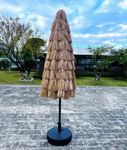 Modern 3m Sun Umbrella Big Size Beach Thatch Waterproof Polyester Beach Umbrella with Fringe Outdoor Furniture