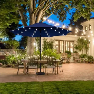 Modern 3m Waterproof Aluminum Frame Garden Beach Pool Outdoor Umbrella with Electric Automatic & Solar Lights for Park Furniture