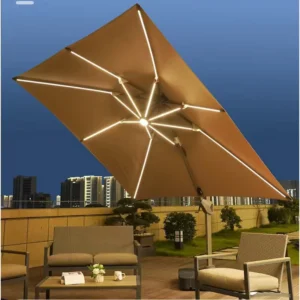 Modern Aluminum LED Solar Parasol Roma Umbrella for Balcony