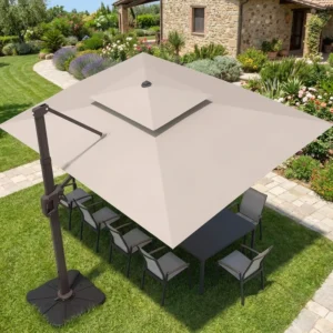 Modern Aluminum Outdoor Patio Umbrella 360 Rotation UV Resistant Windproof for Outdoor Dining