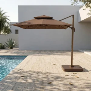 Modern Aluminum Patio Parasol for Backyard Terrace Garden Luxury Poolside Cantilever Umbrella Contemporary Outdoor Furniture