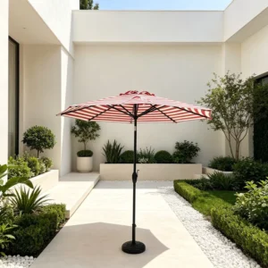 Modern Aluminum-Pole 10ft Crank Parasol Waterproof Outdoor Patio Umbrella with Tilt for Balcony Park Beach and Hotel