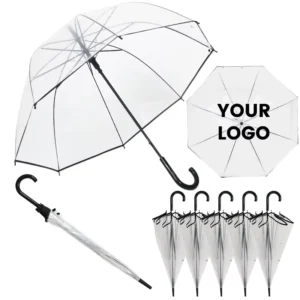 Modern Auto-Open Adults’ Transparent Rain Umbrella Promotional Clear Bubble Shape with Logo for Travel Use