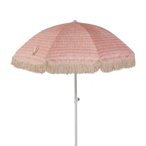 Modern Boho Cotton-Fringed Beach Parasol with Aluminum Pole and Stainless Steel Ribs