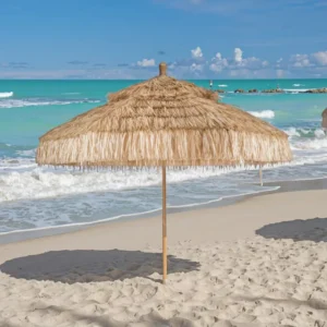 Modern Design 09 Straw Umbrella Manual Control Outdoor Patio Beach Sun Shade Parasol Hawaii Thatch Tiki Style for Travel