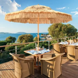 Modern Design Foldable Waterproof Outdoor Furniture Patio Umbrella Table Chairs Set Sunshade Courtyard Garden Internet Celebrity