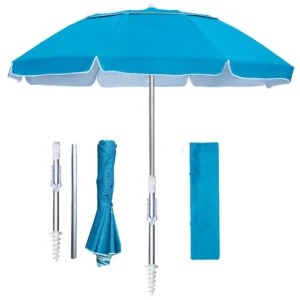 Modern Design Heavy Duty Blue UV Protected 100cm Stainless Steel Pole Manual Lift Outdoor Patio Umbrella for Beach
