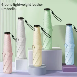 Modern Design Manual 6-Rib Windproof Ultra Lightweight Mini Umbrella with 190T Nylon and Glass Fiber Ribs for Business Gifts