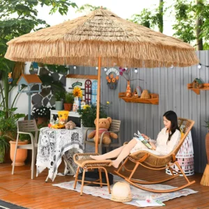 Modern Design Outdoor Furniture Beach Sunshade Umbrella Windproof Waterproof Thatched Rice Grass Parasol Hotel Park Beach Use 3m