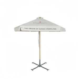 Modern Design Outdoor Market Patio Umbrella with Wooden Pole Waterproof Foldable Sun Umbrella Bamboo Resistant Bar Easy Set Up