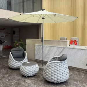 Modern Design Outdoor Sunshade Umbrella Remote Control Adjustable Light Optional Light Color Waterproof Anti-UV Aluminum Pole