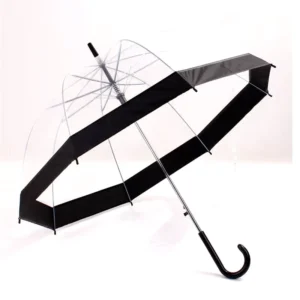 Modern Design Transparent POE Straight Clear Bubble Umbrella with Thick Binding