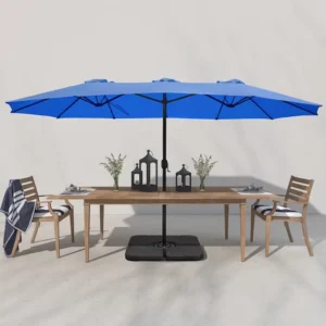 Modern Double Patio Umbrella Outdoor Beach and Garden Metal Design Protected from the Sun for Home or Park Furniture