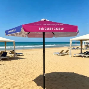 Modern Foldable Sunshade Parasol with Sand Anchor Waterproof Garden Tilt UV Outdoor Beach Umbrella for Hotel Exteriors