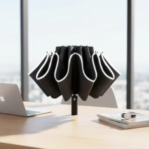 Modern Folding 190T Pongee UV Coating Black Rain Umbrella