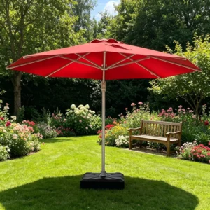 Modern Garden Beach Mid Pole Aluminum Parasol Umbrella with Waterproof Base Rotational Tilt for Outdoor Use in Hotel & Park