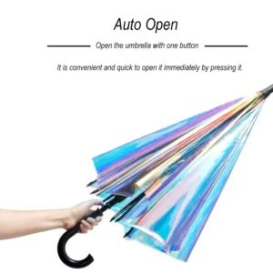 Modern Holographic 23″ Colorful Clear Fashion Ladies Transparent Glitter Umbrella Laser Holographic Umbrella
