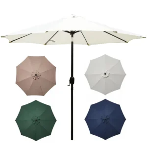 Modern Iron Frame OD2.6M Outdoor Patio Umbrella with 8 Ribs Canopy Sunshade for Garden Courtyard & Hotel