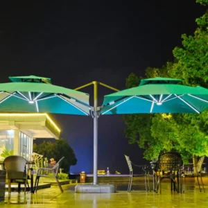 Modern LED Lights Outdoor Double Side Umbrella for Patio Courtyard Gym Park Hospital-for Outdoor Furniture & Hotel Use