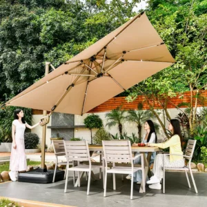 Modern Lightweight Aluminum Space-Saving Waterproof Anti-UV Garden Patio Umbrella for Beach and Hotel