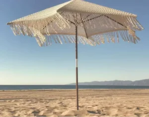 Modern Macrame Beach Umbrella Coffee Chocolate Tassel Fringe Woven Crochet Market Umbrella for Dining, Hotels, Courtyards, and Gyms
