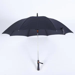 Modern Manual Straight Pongee Sun Umbrella with Built in Fan Cooling UV Protection for Women Girls Outdoor