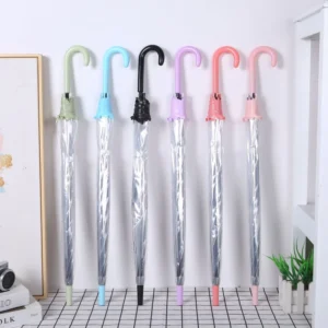 Modern Minimalist Semi-Automatic Plastic Straight Umbrella with EVA Transparent Canopy for Advertising Gifts