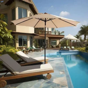 Modern Outdoor 10ft/3m Square Iron Patio Parasol 6-Panel Garden Umbrella Push-Button Tilt Crank Foldable