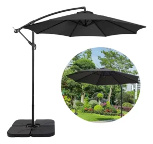 Modern Outdoor Banana Umbrella with Steel Pole and 6 Ribs for Backyard Balcony