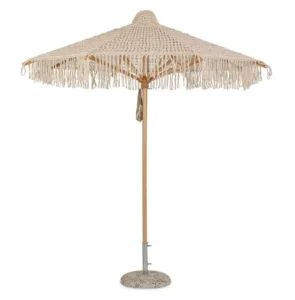 Modern Outdoor Garden Beach Umbrella with Wooden Fringe Tassels for Courtyards Hotels and Parks