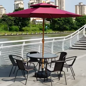 Modern Outdoor Iron Cantilever Patio Umbrella Center-Pole Offset for Yards Cafes Gardens Hotels