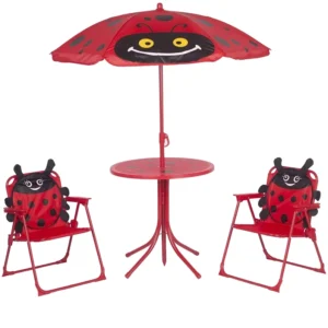 Modern Outdoor Kids Folding Picnic Table Chairs Set Removable Umbrella Mini Camping Sunshade Garden Beach Patio Stainless Steel
