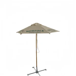 Modern Outdoor Market Patio Umbrella Easy to Set Foldable Waterproof Sun Umbrella Wooden Bamboo Poles Resistant Bar Parasol