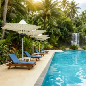 Modern Outdoor Sunshade Umbrella Garden Beach Hotel Pool Parasol Park Center-Pole Tulip Flower Outdoor Furniture