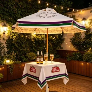 Modern Outdoor UV Beach Umbrella with 6 Ribs Wood Frame Eco Friendly Foldable Waterproof Sunshade Parasol for Garden Outdoor Furniture