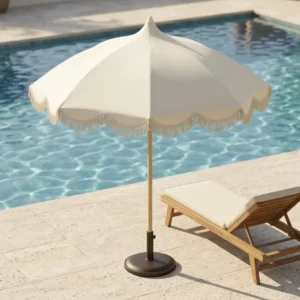 Modern Pagoda Style Aluminum Beach Umbrella with Fiberglass Ribs and Tilt for Outdoor Hotel Park Pool Use